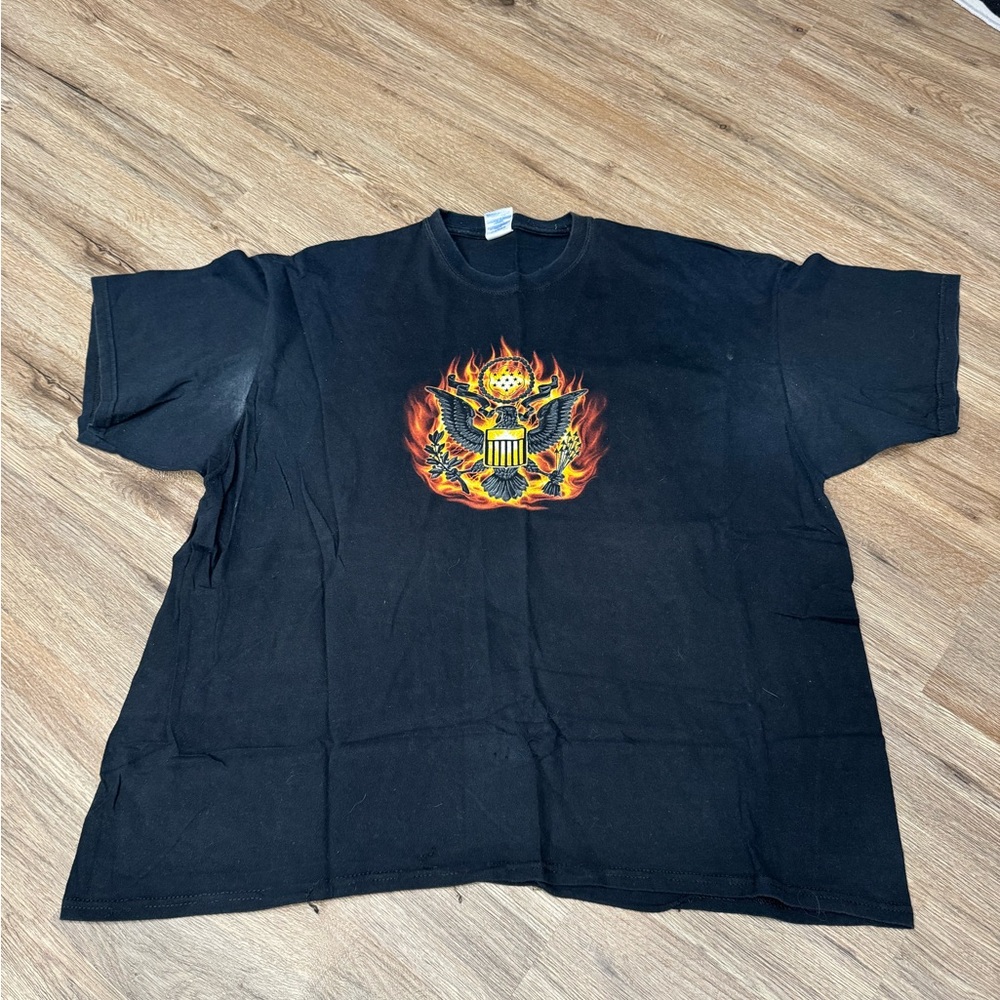 Vintage Army Flames Eagle Logo T-shirt